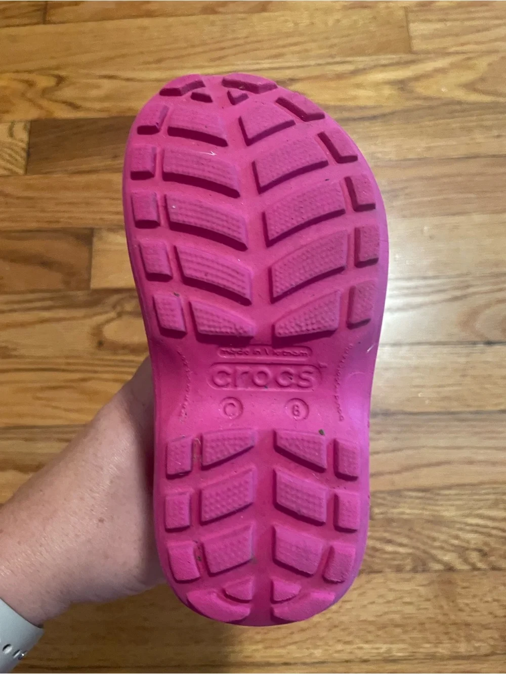 CROCS Kids Waterproof Handle Rain Boot in Bright Pink